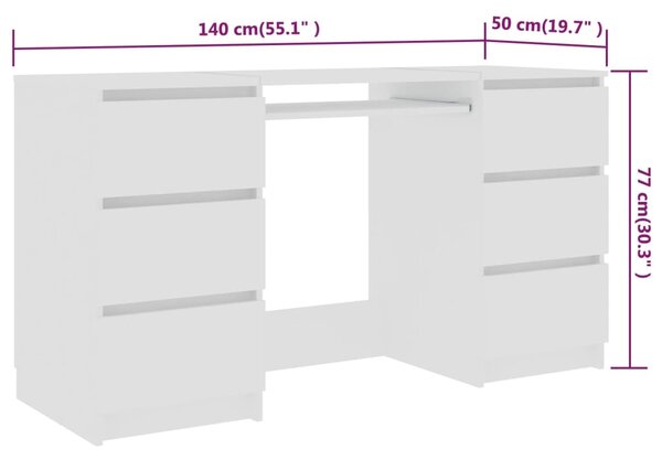 VidaXL Γραφείο Λευκό 140 x 50 x 77 εκ. από Επεξ. Ξύλο