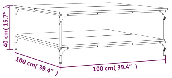 VidaXL Τραπεζάκι Σαλονιού Γκρι Sonoma 100x100x40 εκ Επεξεργασμένο Ξύλο