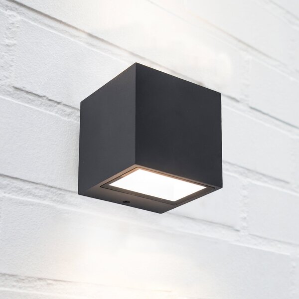 LUTEC Εξωτερικός φωτιστικός τοίχου LED GEMINI, σκούρο γκρι, 9 x cm, IP54, φωτισμός, Γκρι, Αλουμίνιο, σύγχρονο, Πρίζα τοίχου πάνω/κάτω
