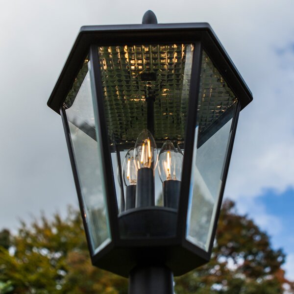 LUTEC Ηλιακός φωτιστικός εξωτερικού χώρου LED LONDON, μαύρος, ύψος 227 cm, IP44, Μαύρο, Αλουμίνιο, Αντίκα