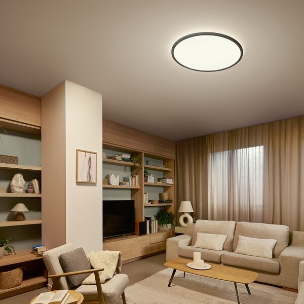 Philips Φωτιστικό οροφής LED Superslim, μαύρο, CCT, με δυνατότητα ρύθμισης, ρυθμιζόμενος, Μαύρο, Σαλόνι / τραπεζαρία, Πλαστικό