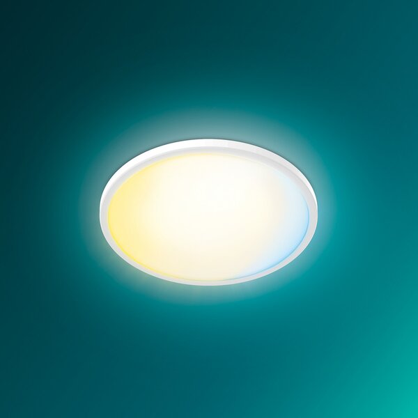 Philips Φωτιστικό οροφής LED Superslim, λευκό, CCT, με δυνατότητα ρύθμισης, ρυθμιζόμενος, Λευκό, Σαλόνι / τραπεζαρία, Πλαστικό