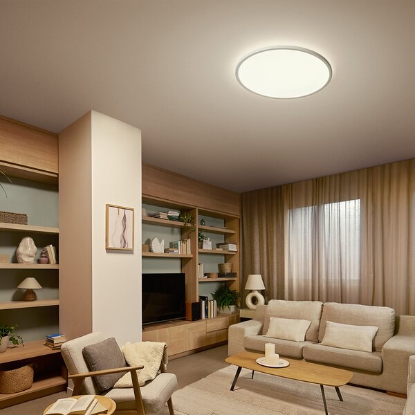 Philips Φωτιστικό οροφής LED Superslim, λευκό, CCT, με δυνατότητα ρύθμισης, ρυθμιζόμενος, Λευκό, Σαλόνι / τραπεζαρία, Πλαστικό