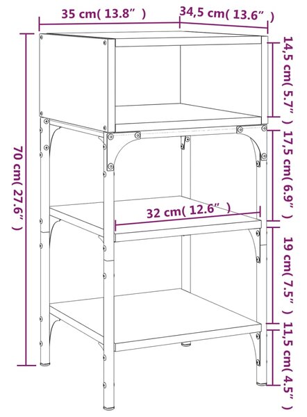 VidaXL Κομοδίνο Sonoma Δρυς 35 x 34,5 x 70 εκ. από Επεξεργασμένο Ξύλο