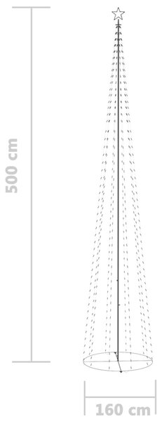 VidaXL Χριστουγεννιάτικο Δέντρο Κώνος 752 LED Ψυχρό Λευκό 160x500 εκ