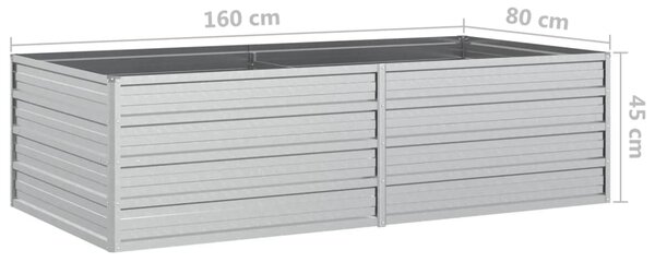 VidaXL Ζαρντινιέρα Υπερυψωμένη Ασημί 160x80x45 εκ. Γαλβανισμ. Χάλυβας