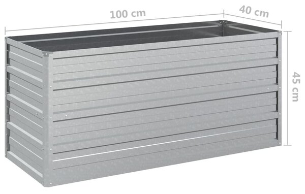 VidaXL Ζαρντινιέρα Υπερυψωμένη Ασημί 100x40x45 εκ. Γαλβανισμ. Χάλυβας