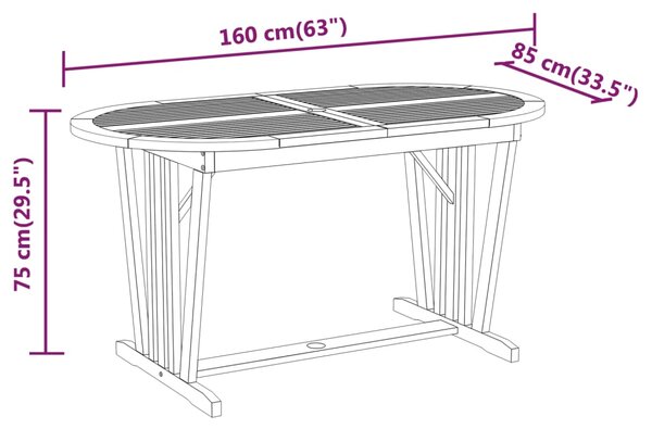 VidaXL Τραπέζι Κήπου 160 x 85 x 75 εκ. από Μασίφ Ξύλο Ευκαλύπτου