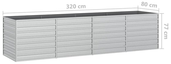 VidaXL Ζαρντινιέρα Υπερυψωμένη Ασημί 320x80x77 εκ. Γαλβανισμ. Χάλυβας