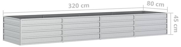 VidaXL Ζαρντινιέρα Υπερυψωμένη Ασημί 320x80x45 εκ. Γαλβανισμ. Χάλυβας