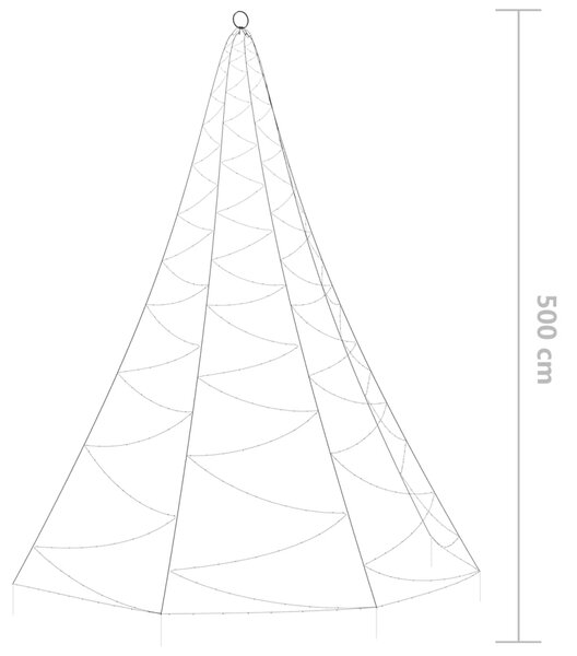 VidaXL Χριστ. Δέντρο Τοίχου Εξ/Εσ. Χώρου Λευκό 5μ.720LED & Μετ. Γάντζο