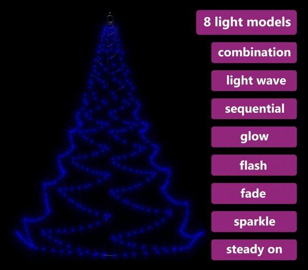 VidaXL Χριστ. Δέντρο Τοίχου Εξ/Εσ. Χώρου Μπλε 5μ.720LED & Μετ. Γάντζο