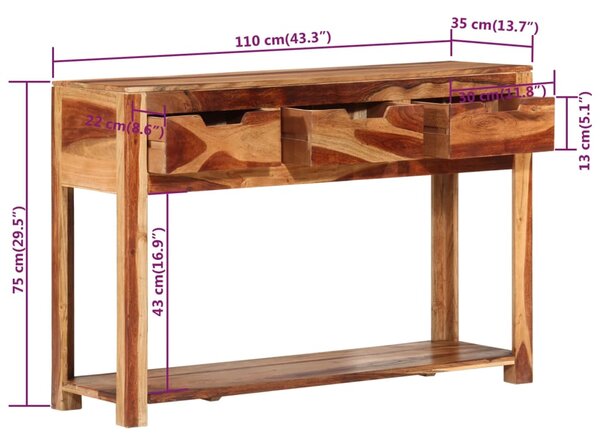 VidaXL Τραπέζι Κονσόλα 110 x 35 x 75 εκ. από Μασίφ Ξύλο Ακακίας