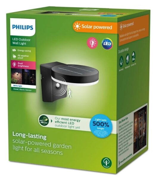 Philips - Ηλιακό φωτιστικό τοίχου LED με αισθητήρα ZONAL LED/1,3W/3,7V IP44