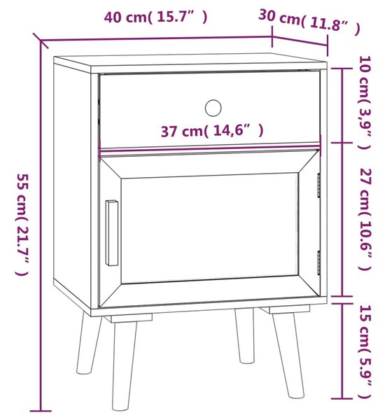 VidaXL Κομοδίνα 2 τεμ. Μαύρα 40 x 30 x 55 εκ. από Επεξεργασμένο Ξύλο