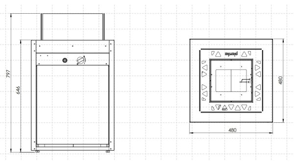 Planika Square GAS - Τζάκι αερίου εξωτερικού χώρου 79,7x48 cm 10kW