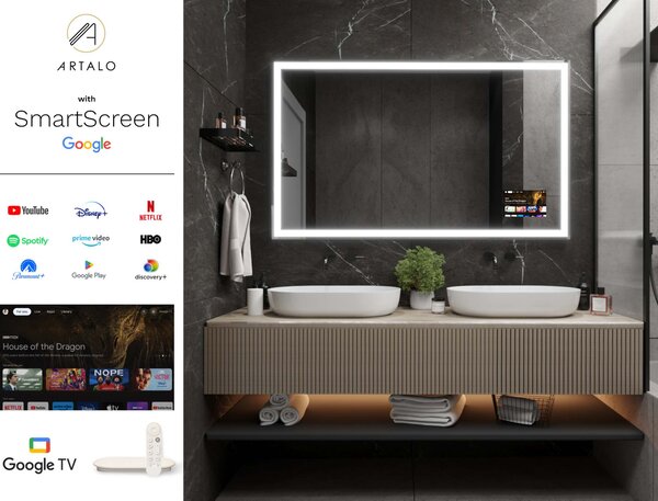 SMART καθρέφτης με φωτισμό LED M1 premium + SmartScreen with Google TV