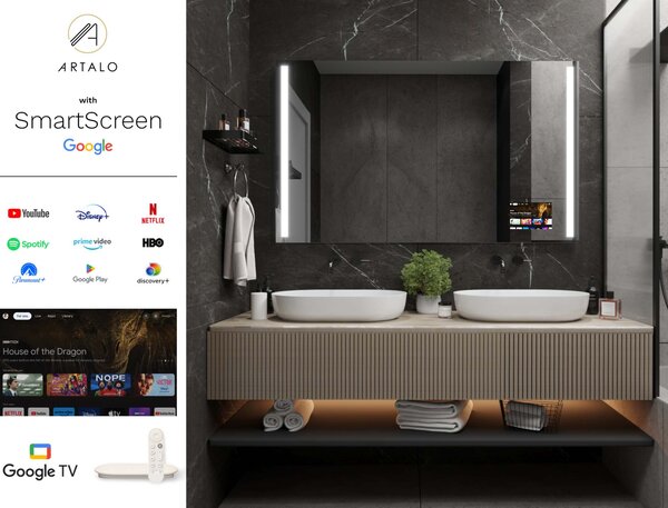 SMART καθρέφτης με φωτισμό LED M4 premium + SmartScreen with Google TV