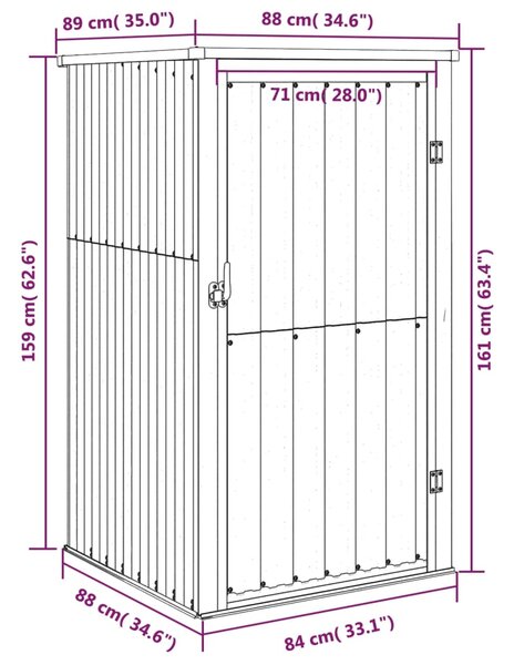 VidaXL Αποθήκη Εργαλείων Κήπου Καφέ 88x89x161 εκ. Γαλβαν. Ατσάλι