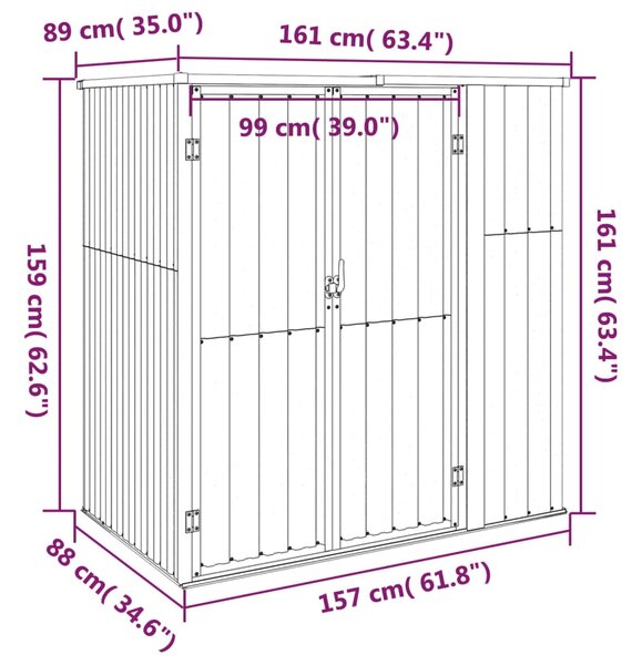 VidaXL Αποθήκη Εργαλείων Κήπου Ανθρακί 161x89x161 εκ. Γαλβαν. Ατσάλι