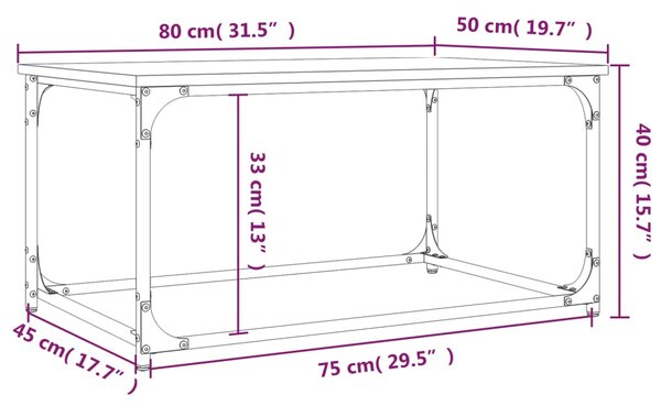 VidaXL Τραπεζάκι Σαλονιού Καφέ Δρυς 80x50x40 εκ. Επεξεργασμ. Ξύλο