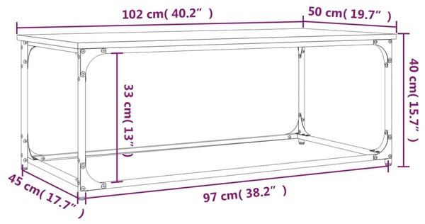 VidaXL Τραπεζάκι Σαλονιού Sonoma δρυς 102x50x40 εκ Επεξ Ξύλο + Σίδηρος