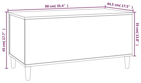 VidaXL Τραπεζάκι Σαλονιού Μαύρο 90x44,5x45 εκ. Επεξεργασμένο Ξύλο