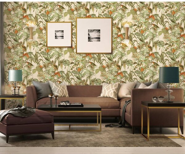 DUTCH WALLCOVERINGS Ταπετσαρία Τοίχου Bird-of-Paradise Πράσινη