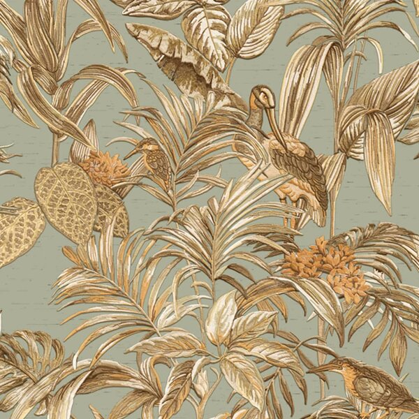 DUTCH WALLCOVERINGS Ταπετσαρία Τοίχου Bird-of-Paradise Γαλαζοπράσινο