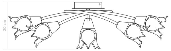 VidaXL Φωτιστικό Οροφής Διαφανή Γυάλινα Καπέλα-Τουλίπα 5 Λαμπτήρες Ε14