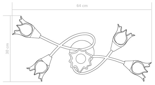 VidaXL Φωτιστικό Οροφής Διαφανή Γυάλινα Καπέλα-Τουλίπα 5 Λαμπτήρες Ε14