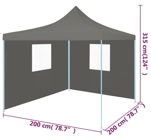 VidaXL Κιόσκι Πτυσσόμενο 2 Πλευρικά Τοιχώματα Ανθρακί 2x2 μ. Ατσάλινο