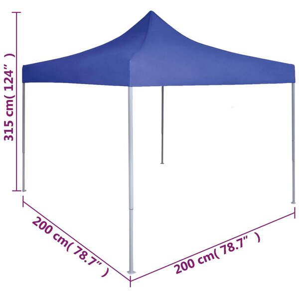 VidaXL Κιόσκι Πτυσσόμενο Επαγγελματικό Μπλε 2 x 2 μ. Ατσάλινο