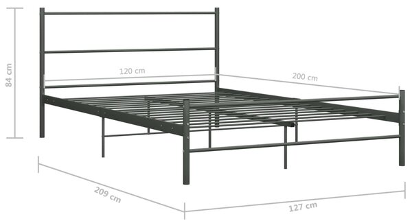 VidaXL Πλαίσιο Κρεβατιού Γκρι 120 x 200 εκ. Μεταλλικό