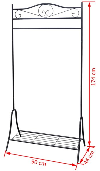 VidaXL Σταντ Ρούχων Μαύρο Ατσάλινο