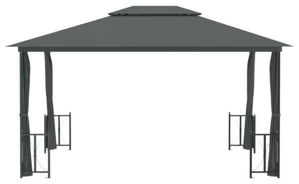 VidaXL Κιόσκι με Πλευρικά Τοιχώματα και Διπλή Οροφή Ανθρακί 3 x 4 μ