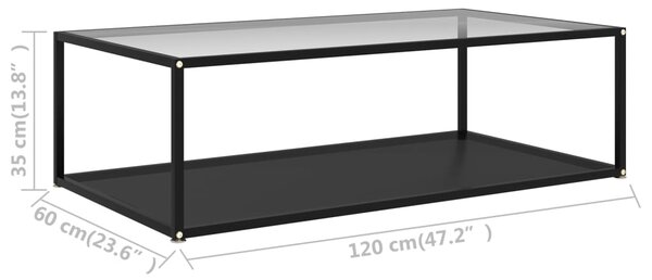 VidaXL Τραπεζάκι Σαλονιού Διαφανές / Μαύρο 120x60x35 εκ. Ψημένο Γυαλί