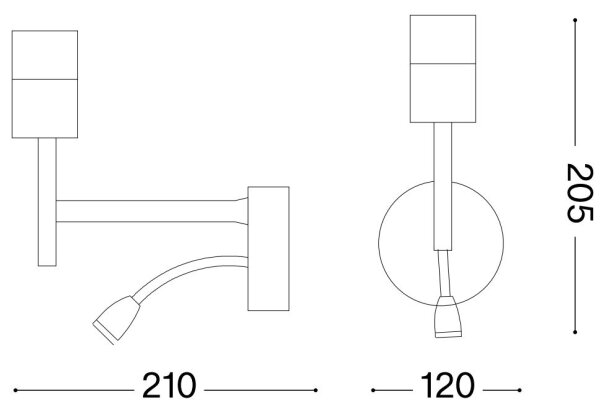 Ideal Lux - Επιτοίχιο φωτιστικό LED εύκαμπτο SET UP 1xE27/42W+LED/3W/230V USB χρώμιο