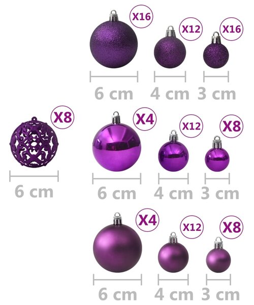 VidaXL Χριστουγεννιάτικες Μπάλες Σετ 100 Τεμαχίων Μοβ