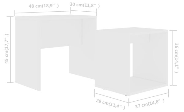 VidaXL Σετ Τραπεζάκια Σαλονιού Λευκά 48 x 30 x 45 εκ. από Επεξ. Ξύλο