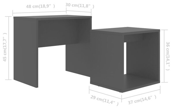 VidaXL Σετ Τραπεζάκια Σαλονιού Μαύρα 48 x 30 x 45 εκ. από Επεξ. Ξύλο