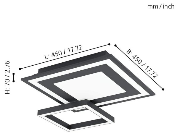 Eglo 99312 - LED RGB Dimmable φωτιστικό οροφής SAVATAEILA-C LED/20W/230V