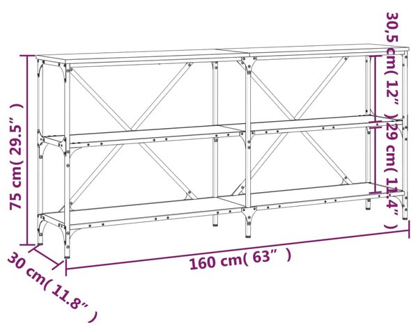 VidaXL Τραπέζι Κονσόλα Sonoma Δρυς 160x30x75 εκ. Επεξ. Ξύλο/Σίδηρος