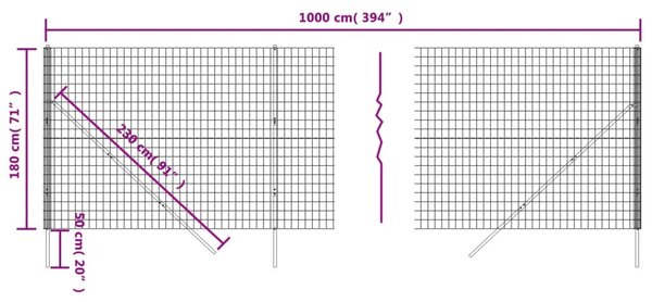 VidaXL Συρματόπλεγμα Περίφραξης Πράσινο 1,8x10 μ. Γαλβανισμένο Ατσάλι