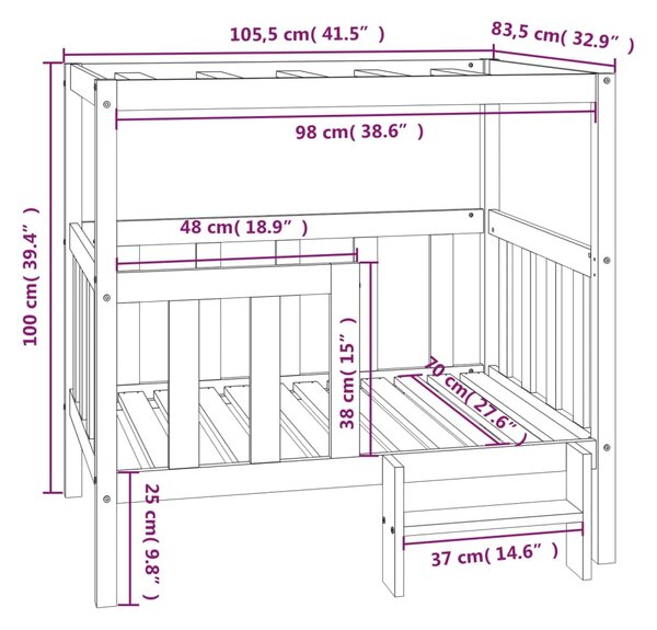 VidaXL Κρεβάτι Σκύλου Λευκό 105,5x83,5x100 εκ. από Μασίφ Ξύλο Πεύκου