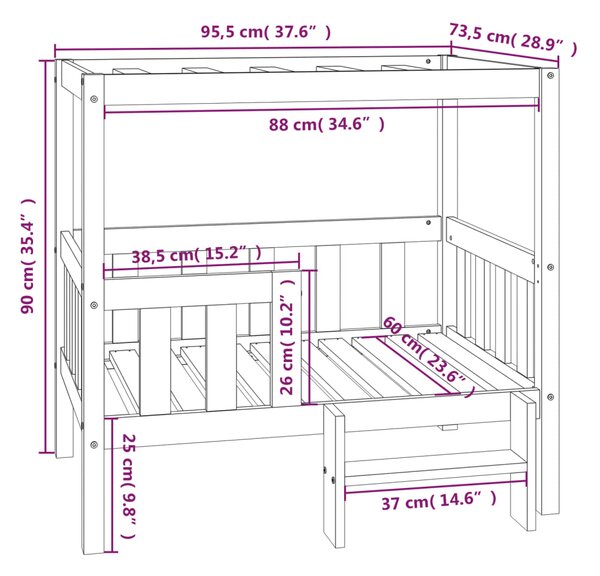 VidaXL Κρεβάτι Σκύλου Μελί 95,5x73,5x90 εκ. από Μασίφ Ξύλο Πεύκου