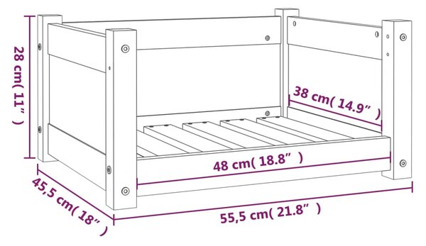 VidaXL Κρεβάτι Σκύλου Μελί 55,5x45,5x28 εκ. από Μασίφ Ξύλο Πεύκου