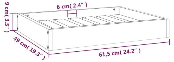 VidaXL Κρεβάτι Σκύλου Μαύρο 61,5 x 49 x 9 εκ. από Μασίφ Ξύλο Πεύκου