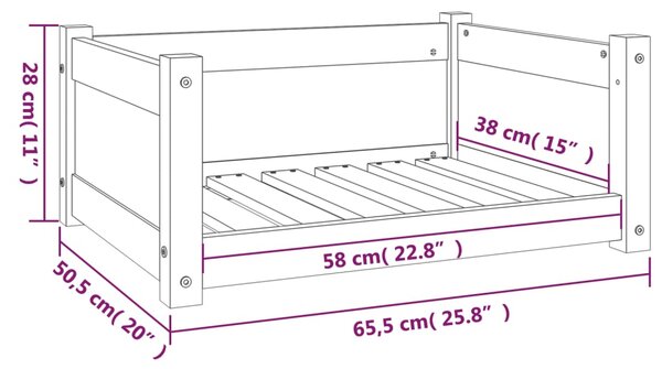 VidaXL Κρεβάτι Σκύλου Μελί 65,5x50,5x28 εκ. από Μασίφ Ξύλο Πεύκου