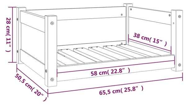VidaXL Κρεβάτι Σκύλου Λευκό 65,5x50,5x28 εκ. από Μασίφ Ξύλο Πεύκου